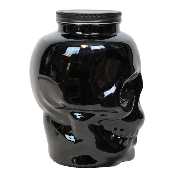 Black Skull Drink Dispenser Glass Spout Spooky Halloween Party up to 1 Gallon - Picture 4 of 9